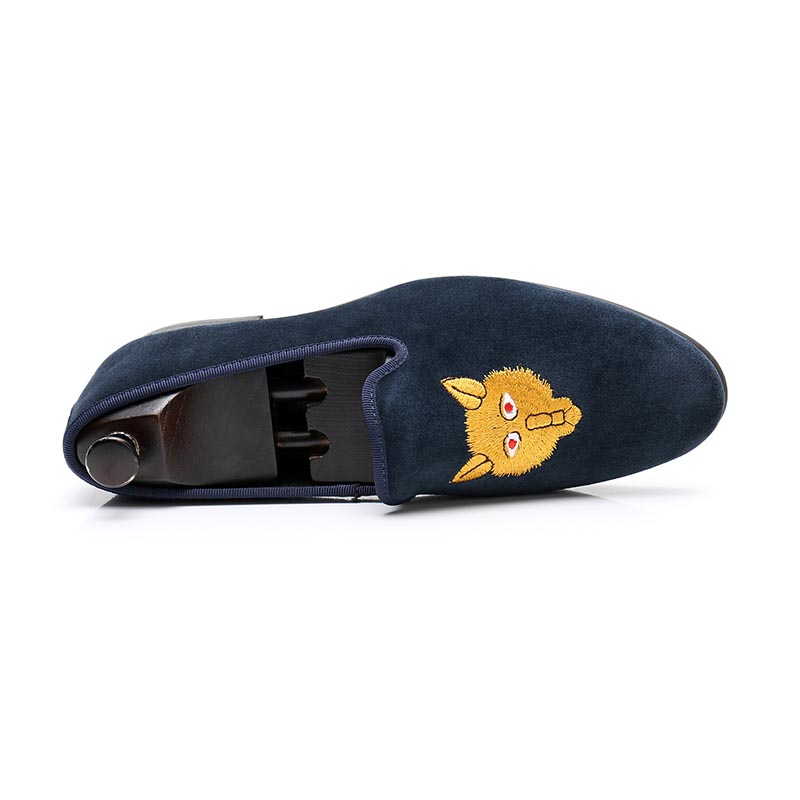 Opp France British Style Embroidered Loafers Blue
