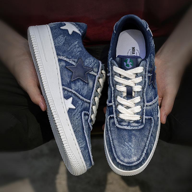 Opp France Denim Stars Retro Casual Shoes Blue