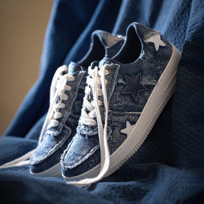 Opp France Denim Stars Retro Casual Shoes Blue