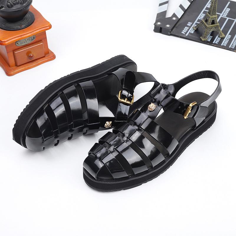 Opp France Flat Vintage Woven Sandals Black