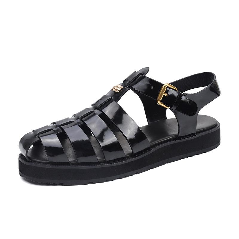 opp france Flat Vintage Woven Sandals Black