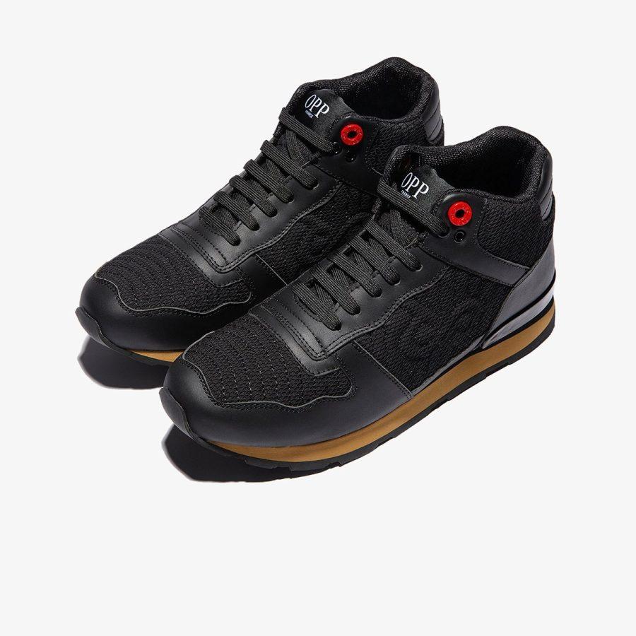 Opp France High Top Lace-Up Suede Sneakers Black