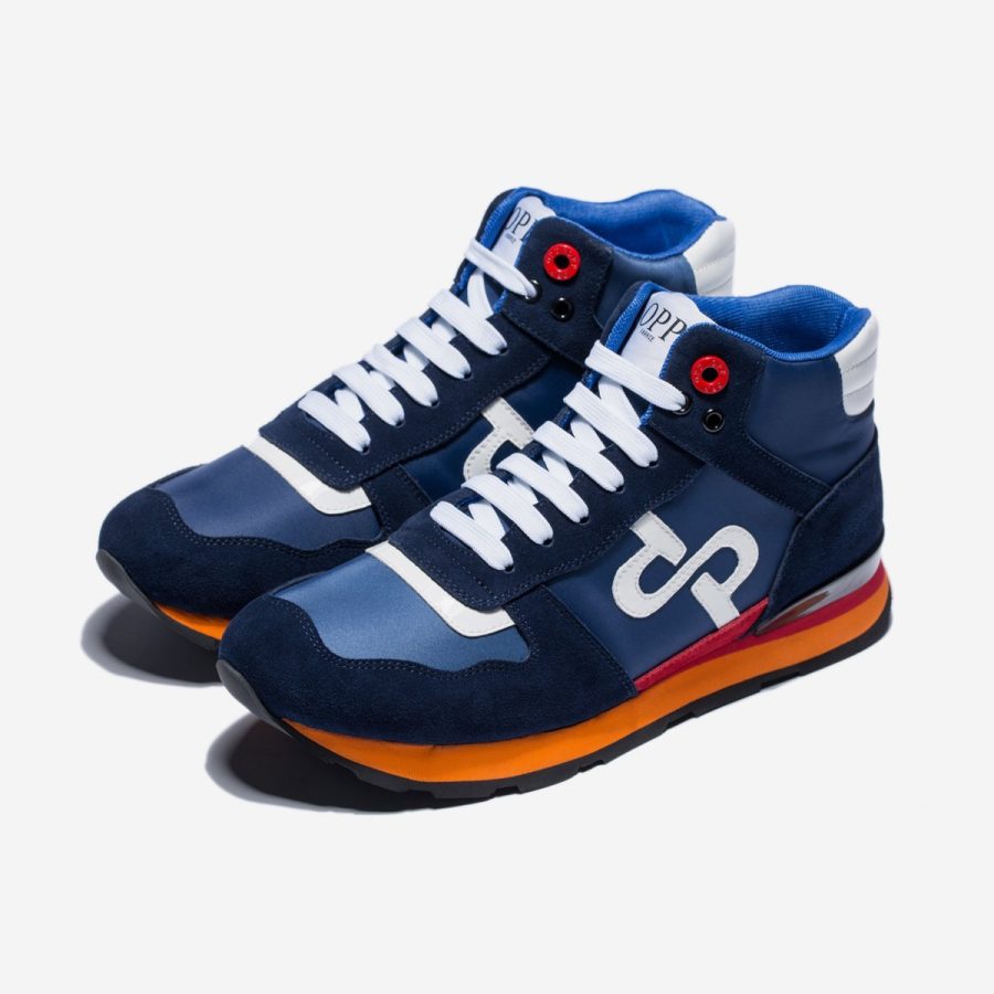 Opp France High Top Lace-Up Suede Sneakers Blue