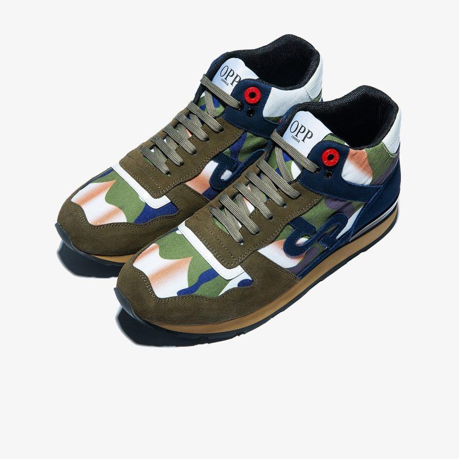 Opp France High Top Lace-Up Suede Sneakers Green
