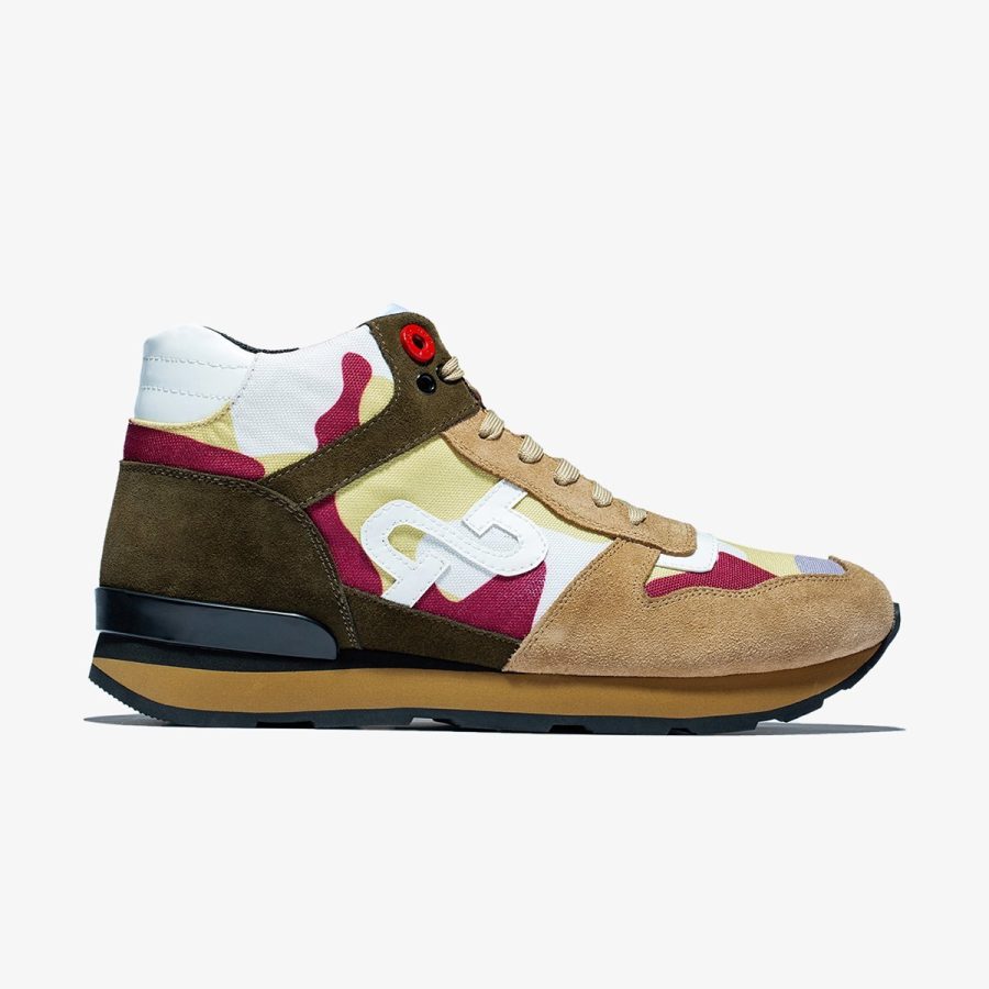 opp france High Top Lace-Up Suede Sneakers Khaki