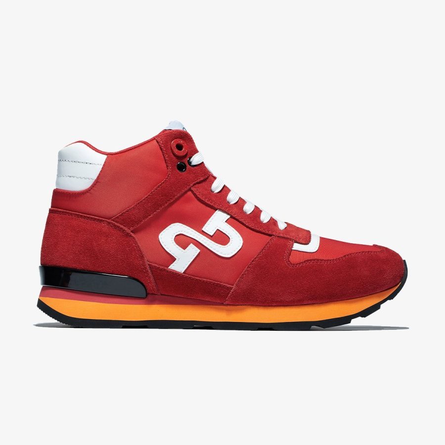 opp france High Top Lace-Up Suede Sneakers Red