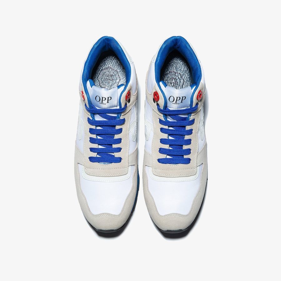 Opp France High Top Lace-Up Suede Sneakers White