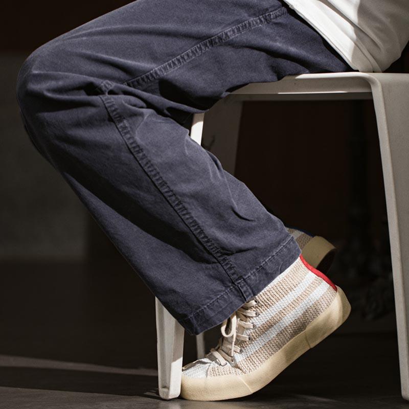 Opp France High Top Woven Panel Casual Shoes Beige