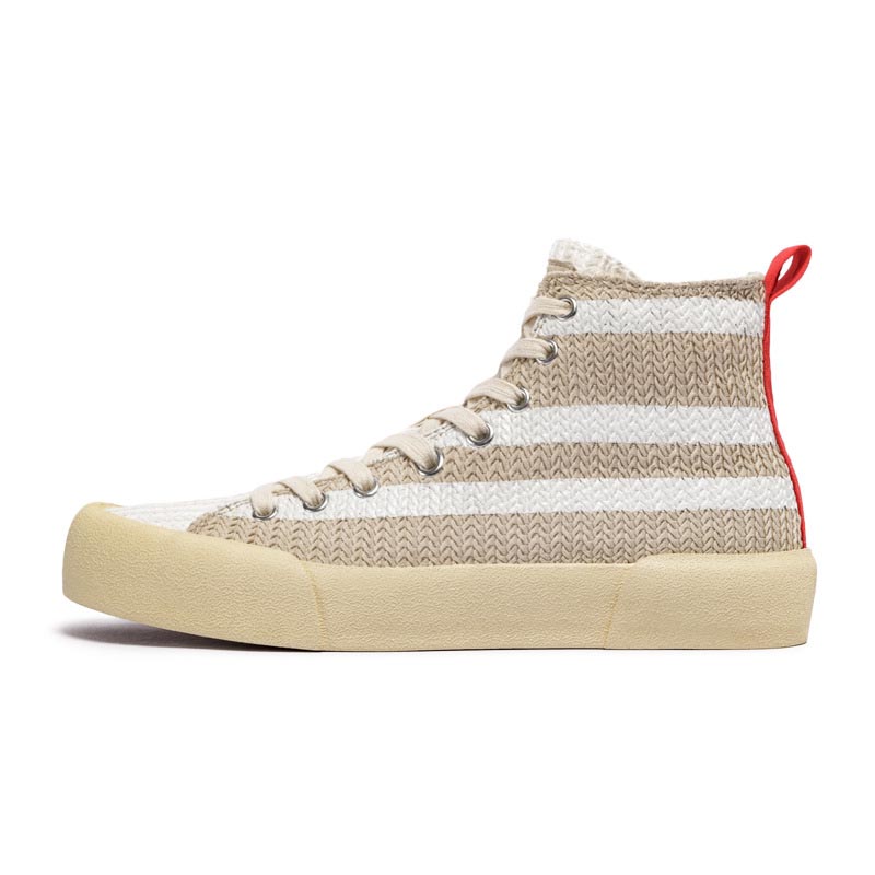 opp france High Top Woven Panel Casual Shoes Beige