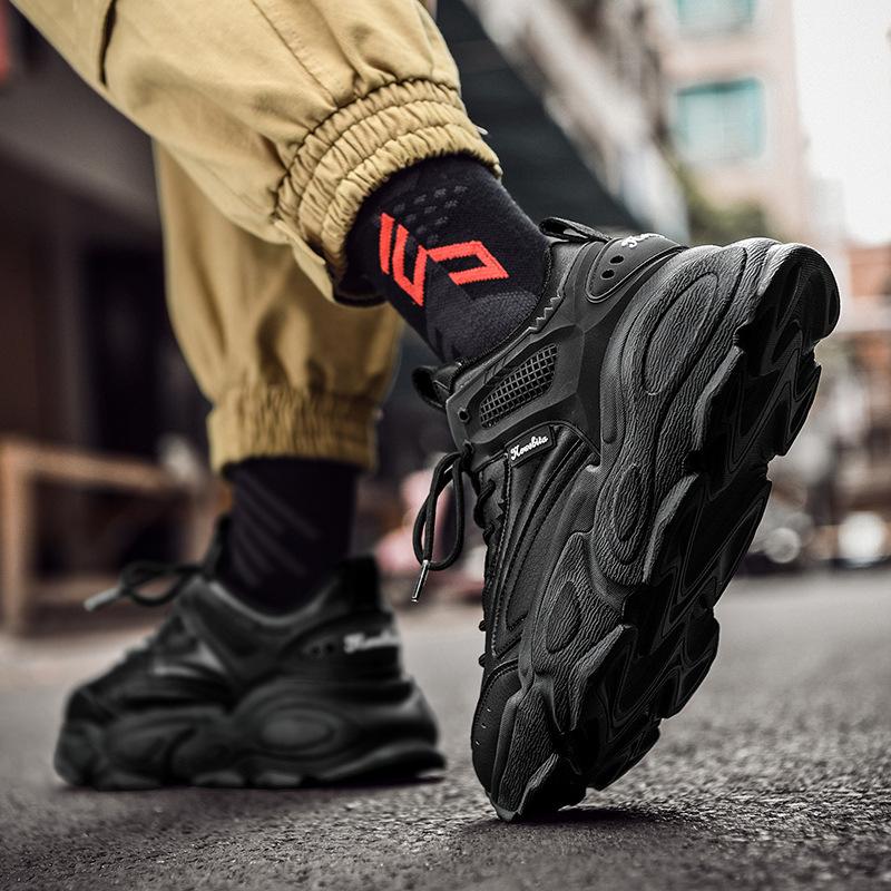 Opp France Lace-up Distressed Sneakers Black