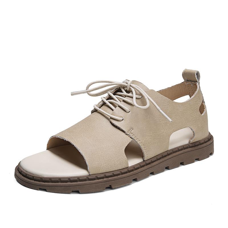 opp france Lace-up Leather Open Toe Sandals