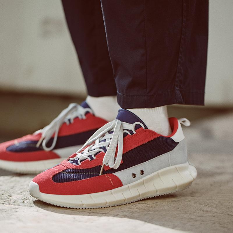 Opp France Lace-up Lightweight Panel Sneakers Red