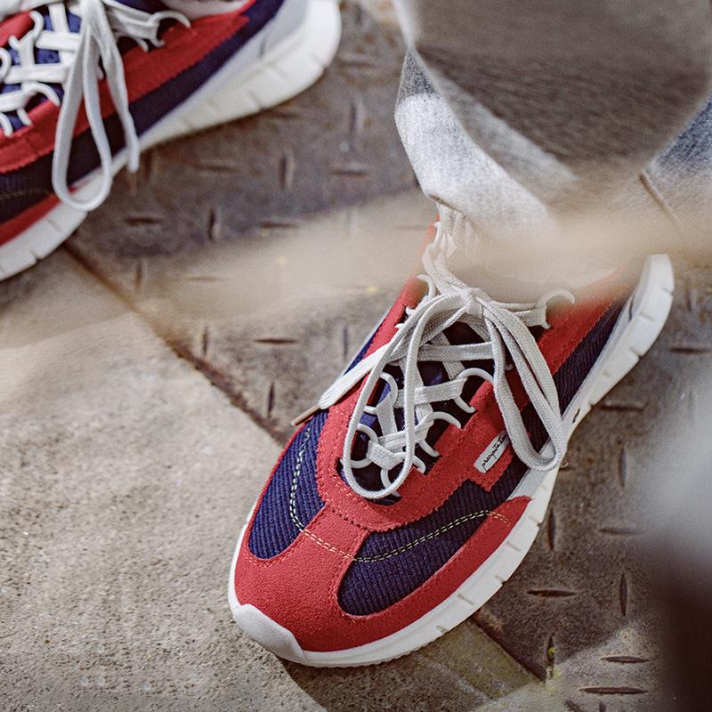 Opp France Lace-up Lightweight Panel Sneakers Red