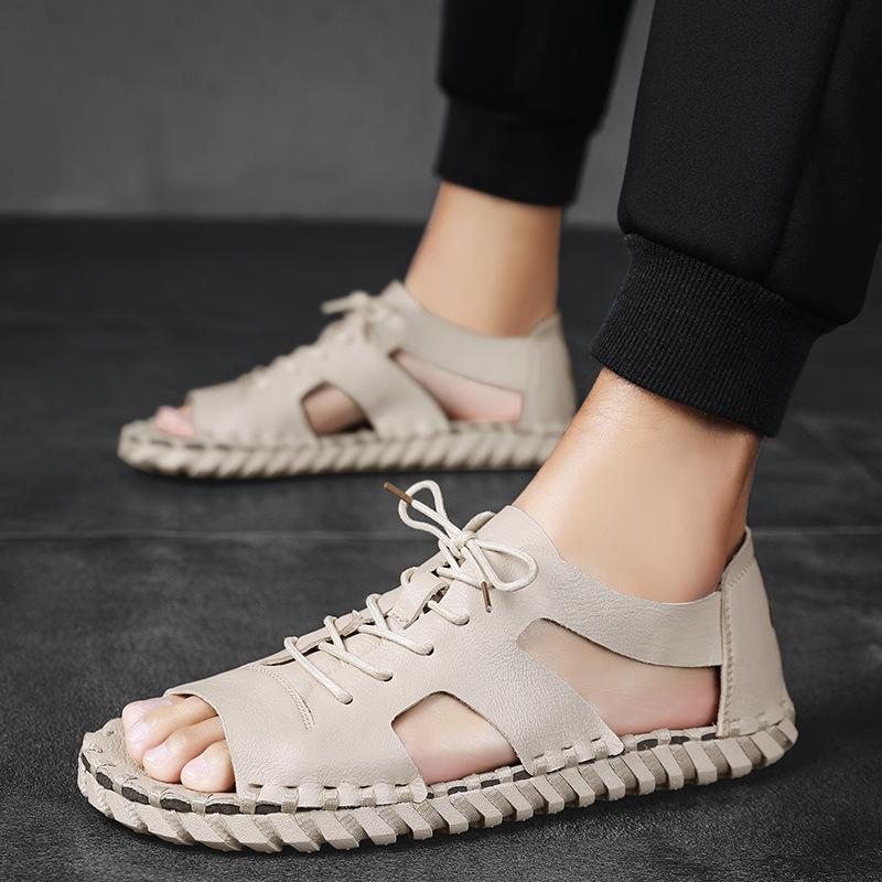 Opp France Lace-up Microfiber Sewn Sandals