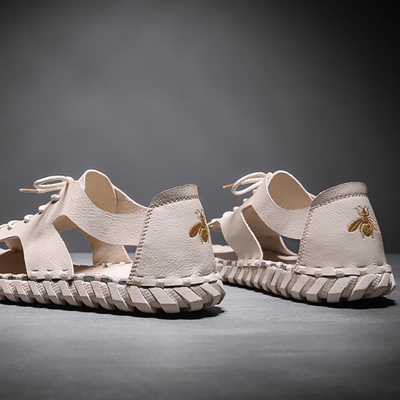 Opp France Lace-up Microfiber Sewn Sandals