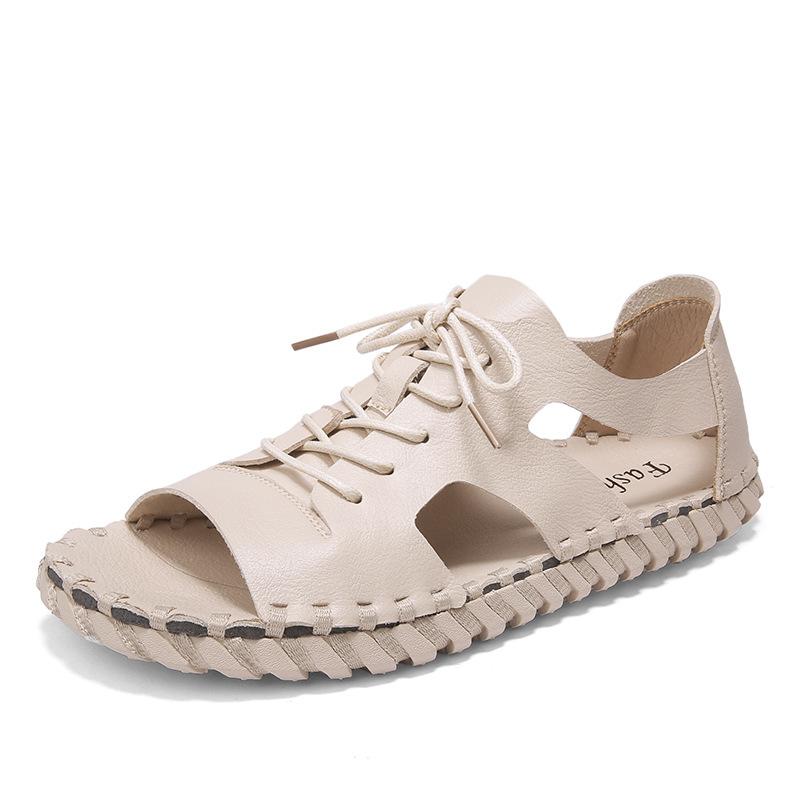 opp france Lace-up Microfiber Sewn Sandals