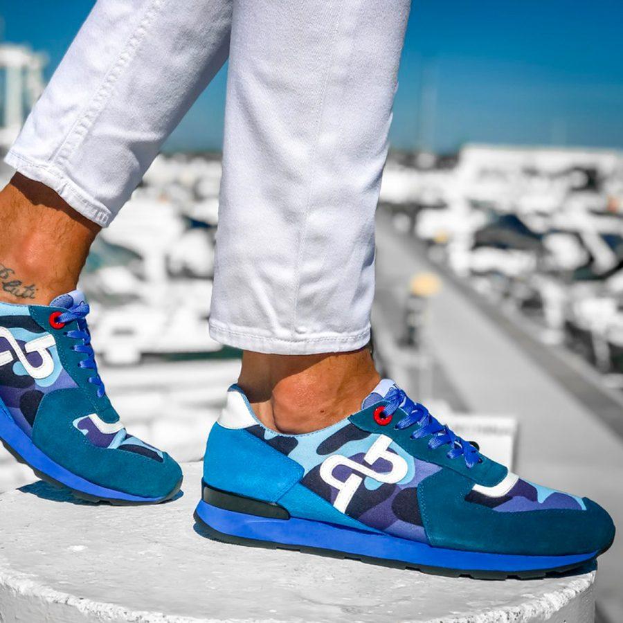 Opp France Lace-Up Paint Sneakers Blue