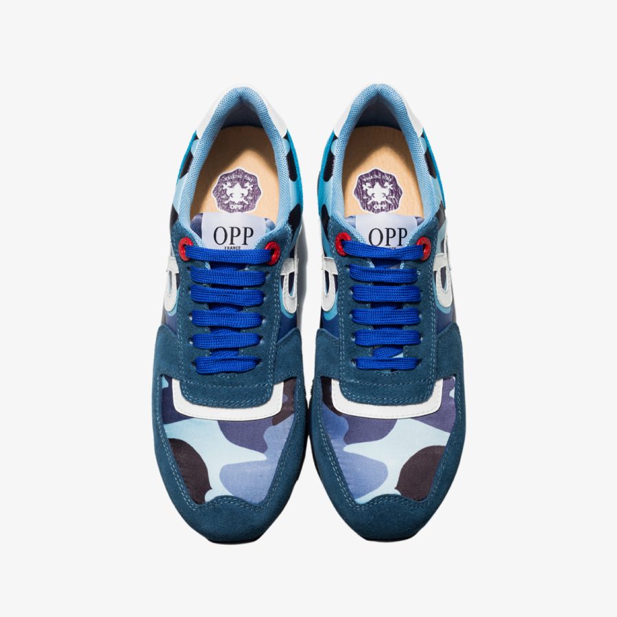 Opp France Lace-Up Paint Sneakers Blue