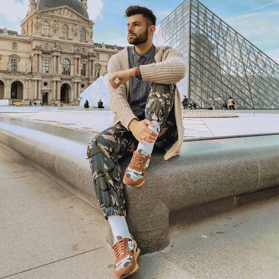Opp France Lace-Up Paint Sneakers Brown