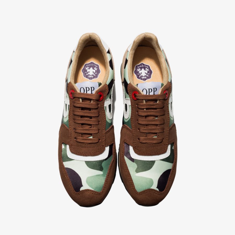 Opp France Lace-Up Paint Sneakers Brown