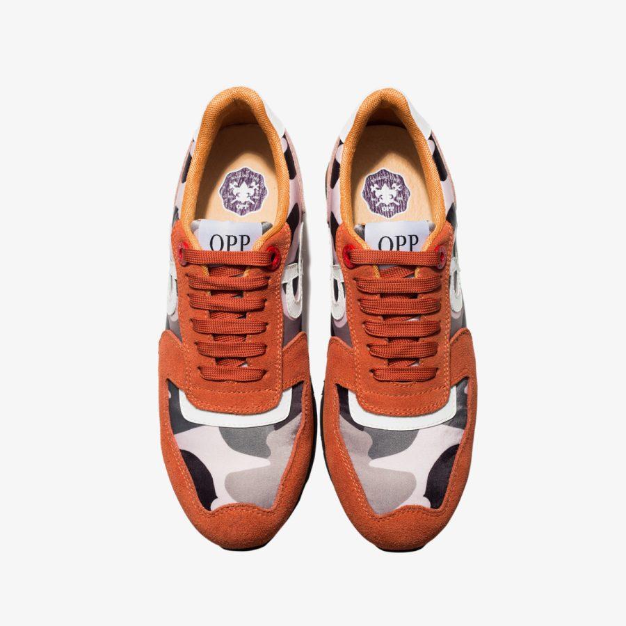 Opp France Lace-Up Paint Sneakers Orange