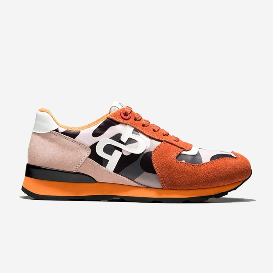 opp france Lace-Up Paint Sneakers Orange
