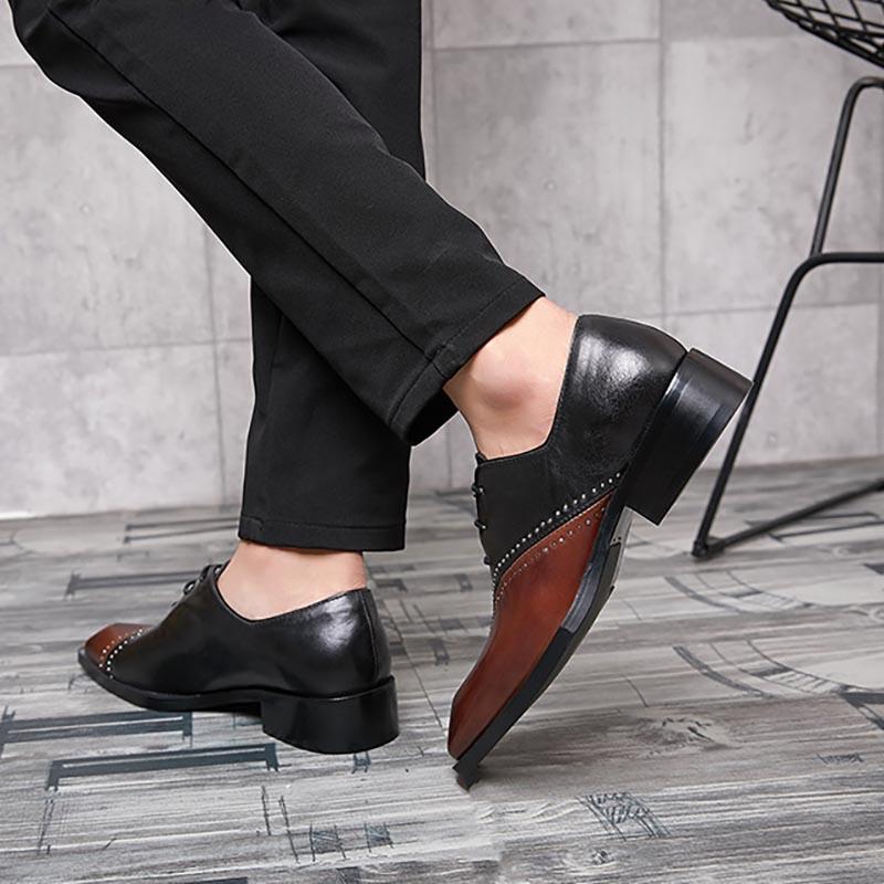 Opp France Lace-up Panel Contrast Oxfords