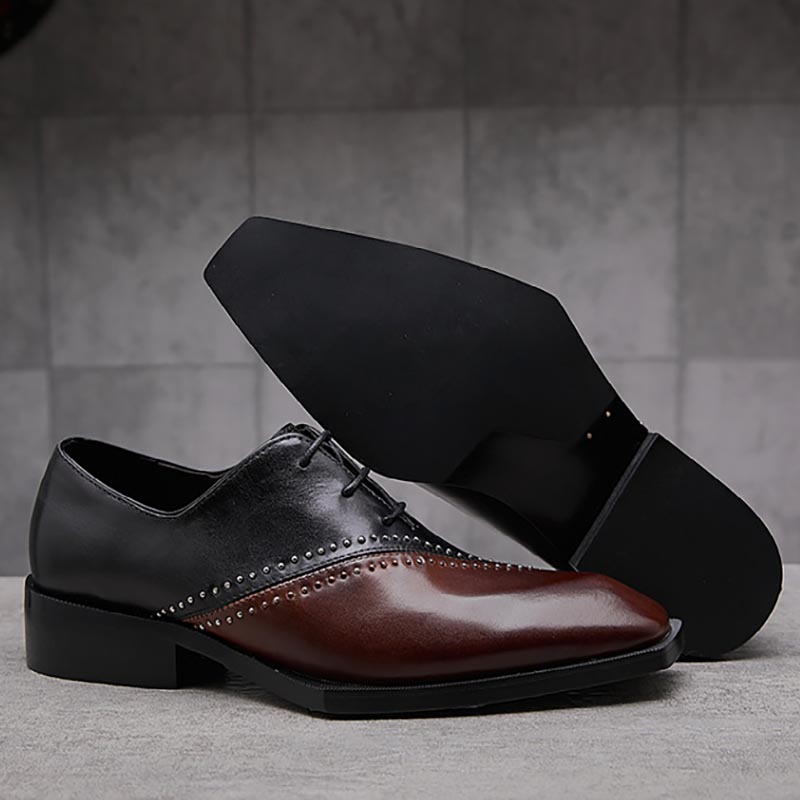 Opp France Lace-up Panel Contrast Oxfords