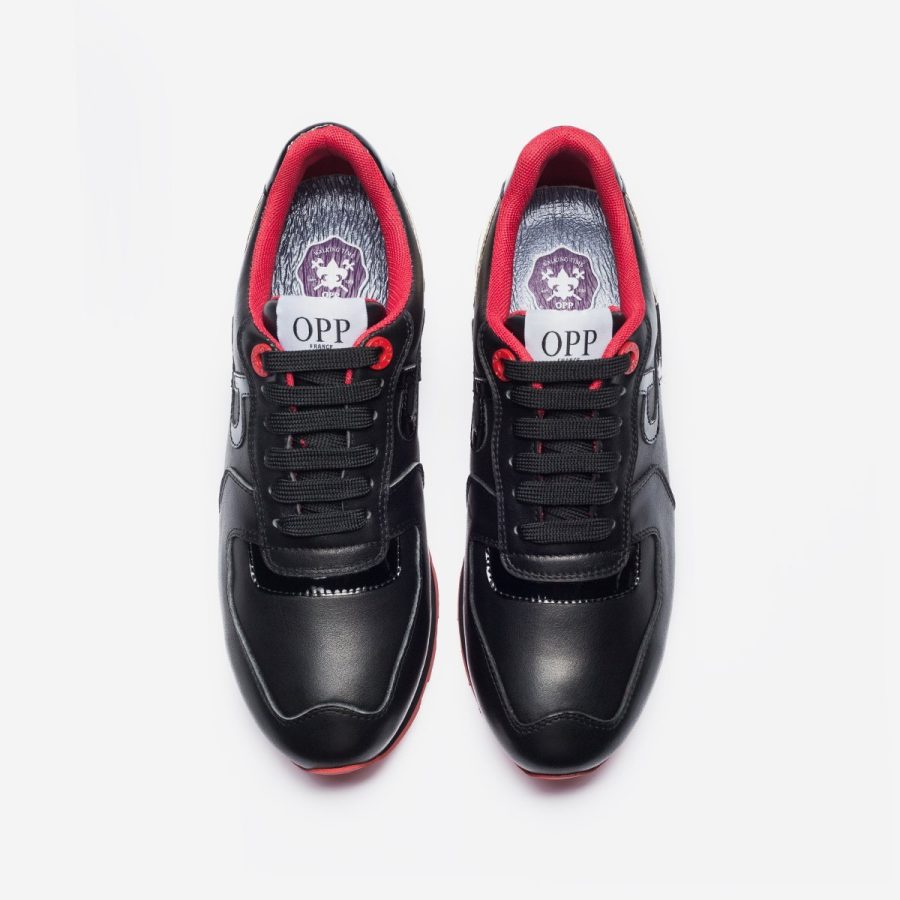 Opp France Lace-Up Suede Sneakers Black