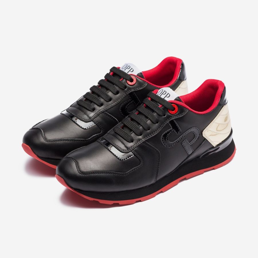 Opp France Lace-Up Suede Sneakers Black