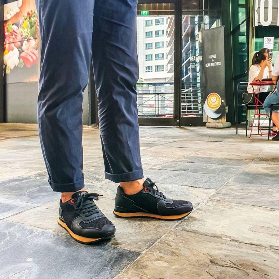 Opp France Lace-Up Suede Sneakers Black