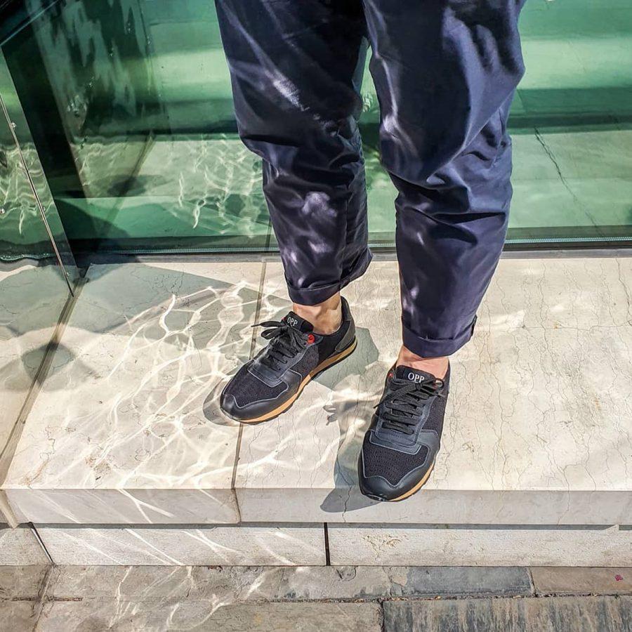 Opp France Lace-Up Suede Sneakers Black