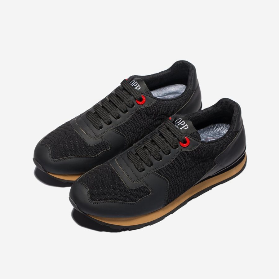Opp France Lace-Up Suede Sneakers Black
