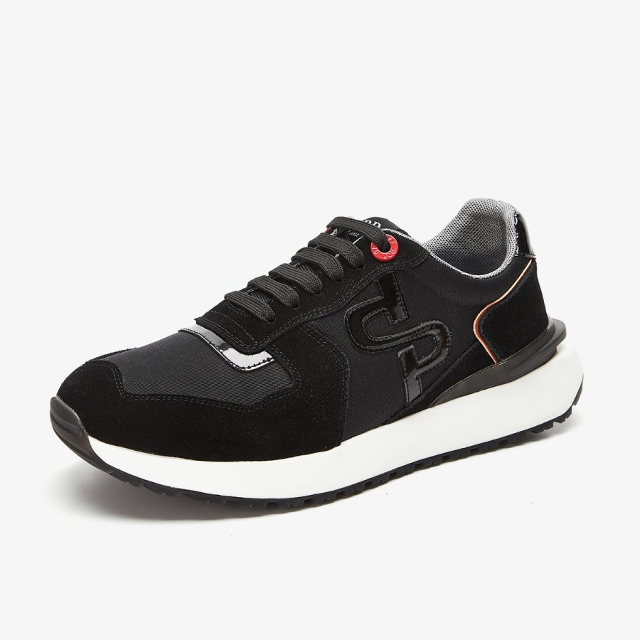 Opp France Lace-Up Suede Sneakers Black
