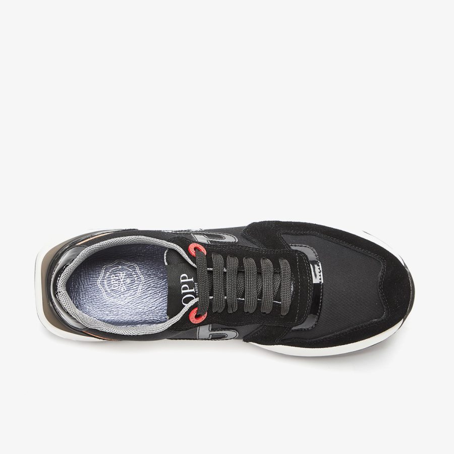 Opp France Lace-Up Suede Sneakers Black
