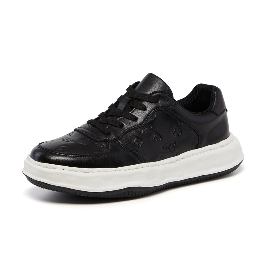 Opp France Lace-Up Suede Sneakers Black