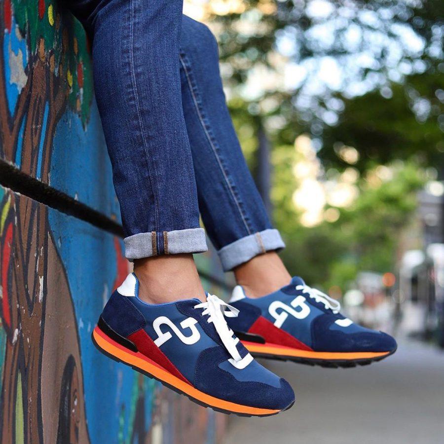 Opp France Lace-Up Suede Sneakers Blue