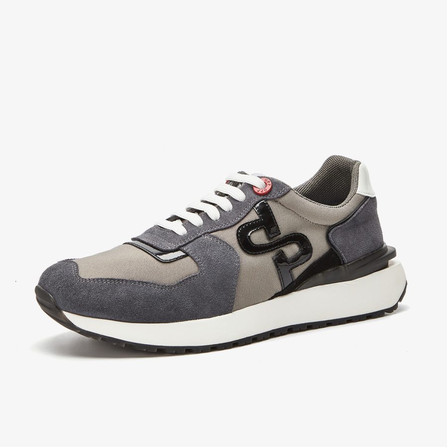 Opp France Lace-Up Suede Sneakers Gray