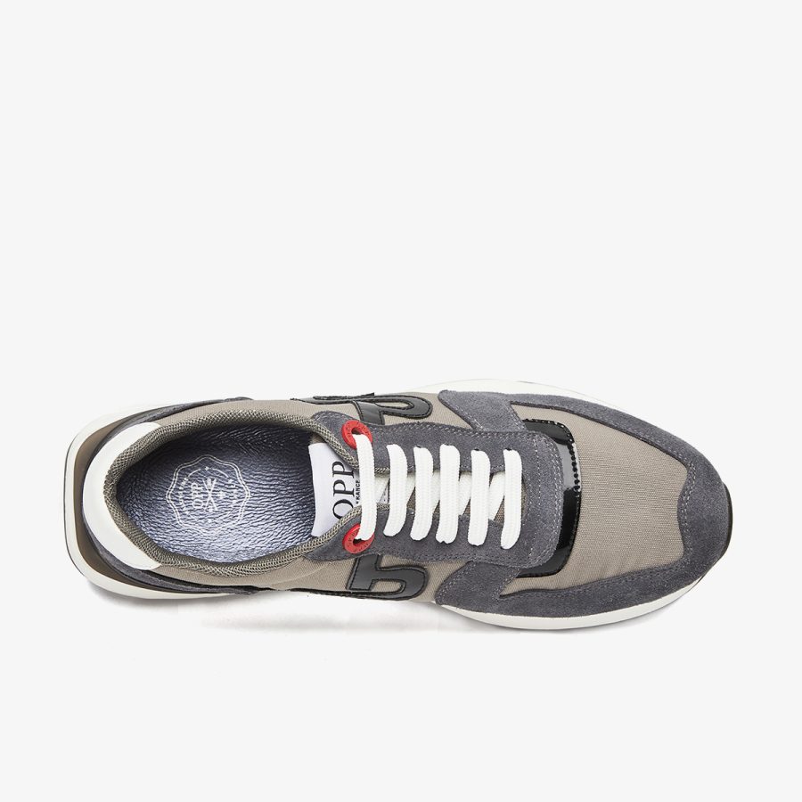 Opp France Lace-Up Suede Sneakers Gray