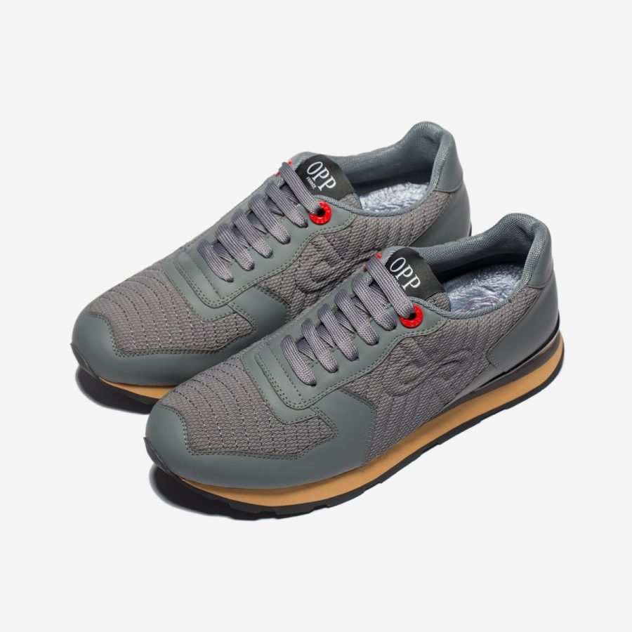 Opp France Lace-Up Suede Sneakers Grey