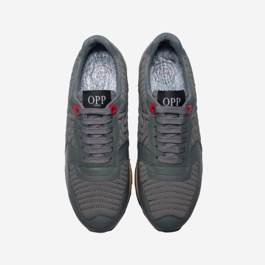 Opp France Lace-Up Suede Sneakers Grey