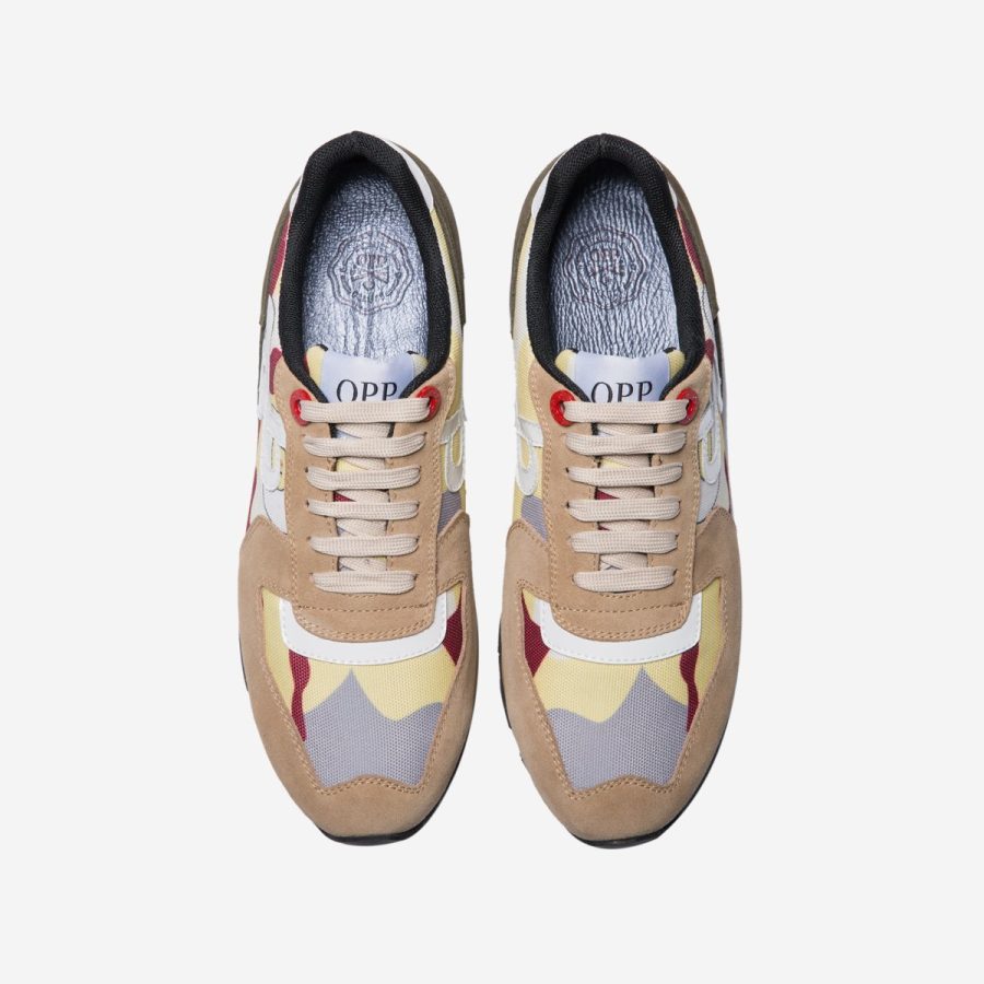 Opp France Lace-Up Suede Sneakers Khaki