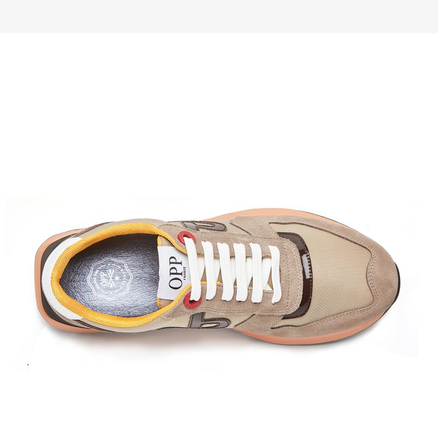Opp France Lace-Up Suede Sneakers Khaki