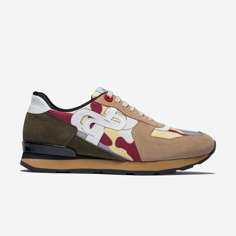 opp france Lace-Up Suede Sneakers Khaki