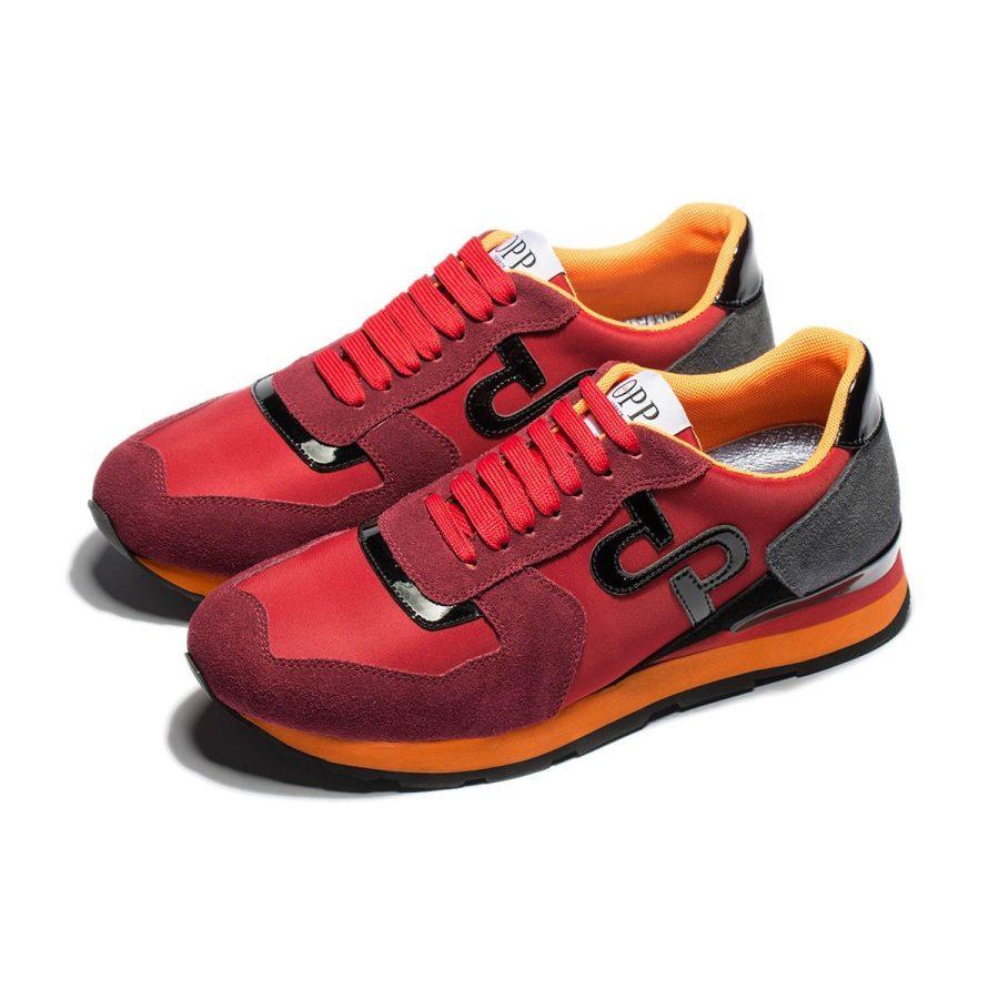 Opp France Lace-Up Suede Sneakers Red