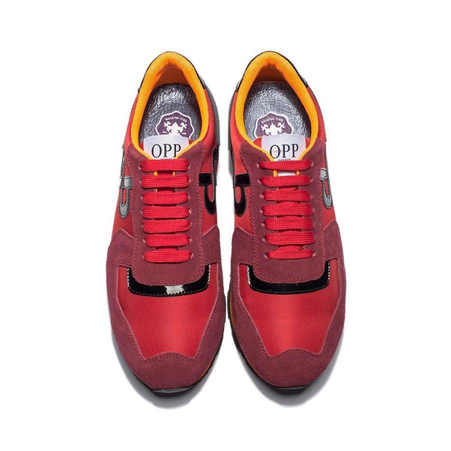 Opp France Lace-Up Suede Sneakers Red