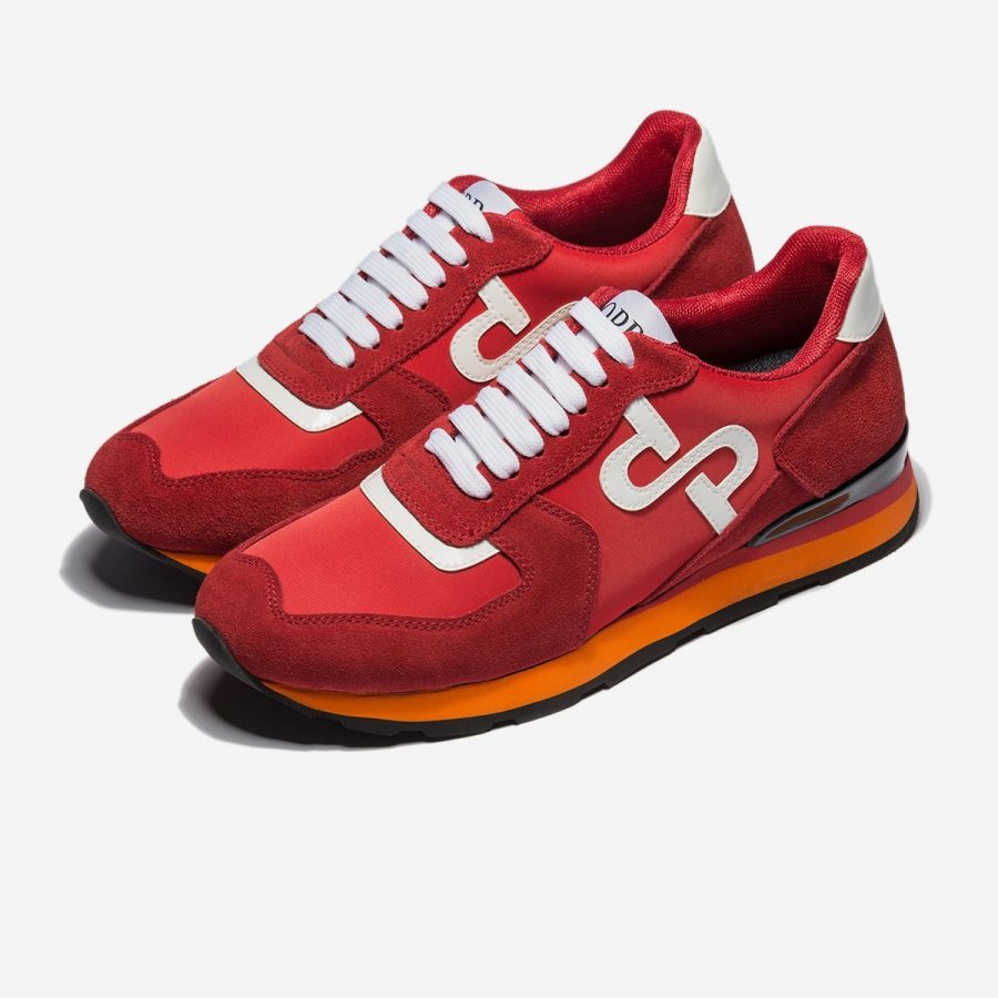 Opp France Lace-Up Suede Sneakers Red