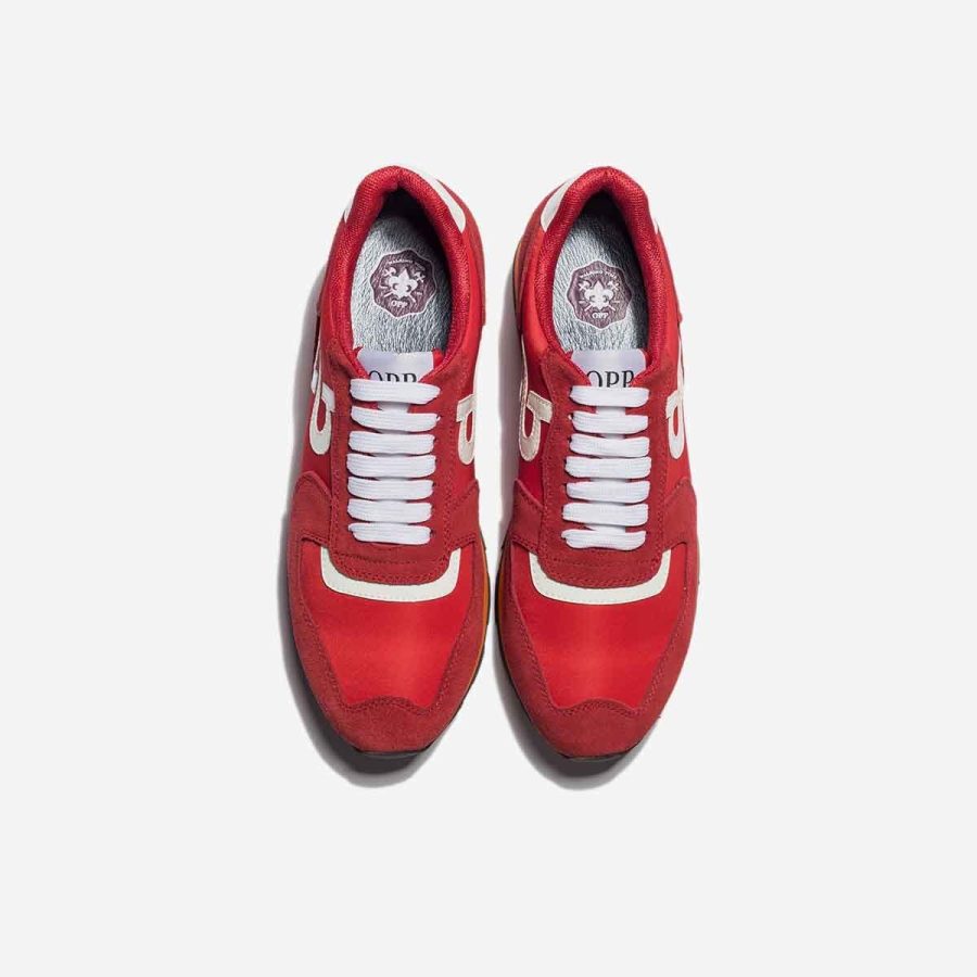 Opp France Lace-Up Suede Sneakers Red