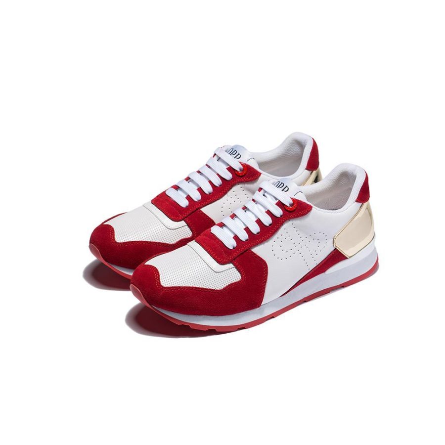 Opp France Lace-Up Suede Sneakers Red