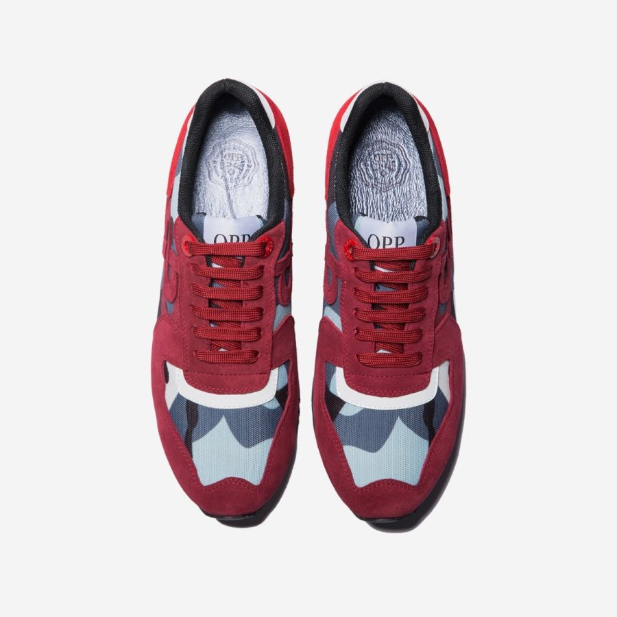 Opp France Lace-Up Suede Sneakers Red